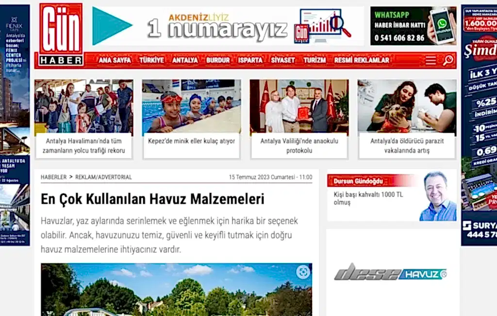 En çok kullanılan malzemeler Havuz Yapımı