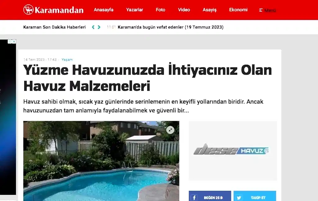 Yüzme Havuzu Malzemeleri Havuz Yapımı