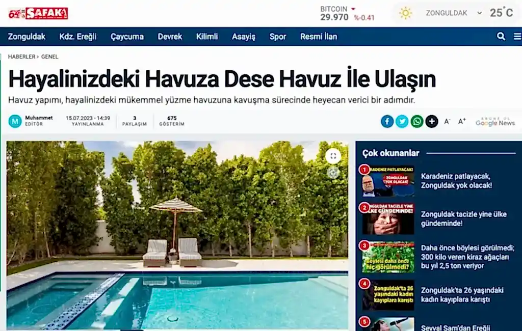 Hayalinizdeki Havuza Dese ile ulaşın Havuz Yapımı